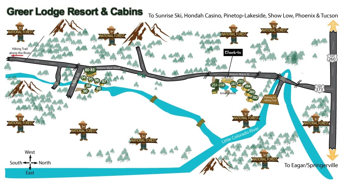 Greer Lodge Resort & Cabins Property Map Greer Arizona Area Map